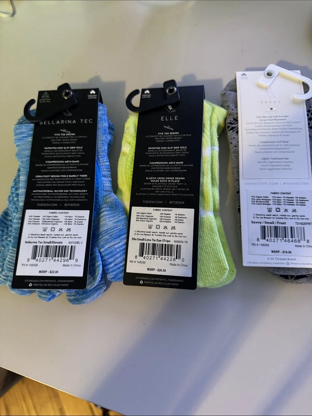 Tavi Noir THREE Pairs of Grip Socks NWT